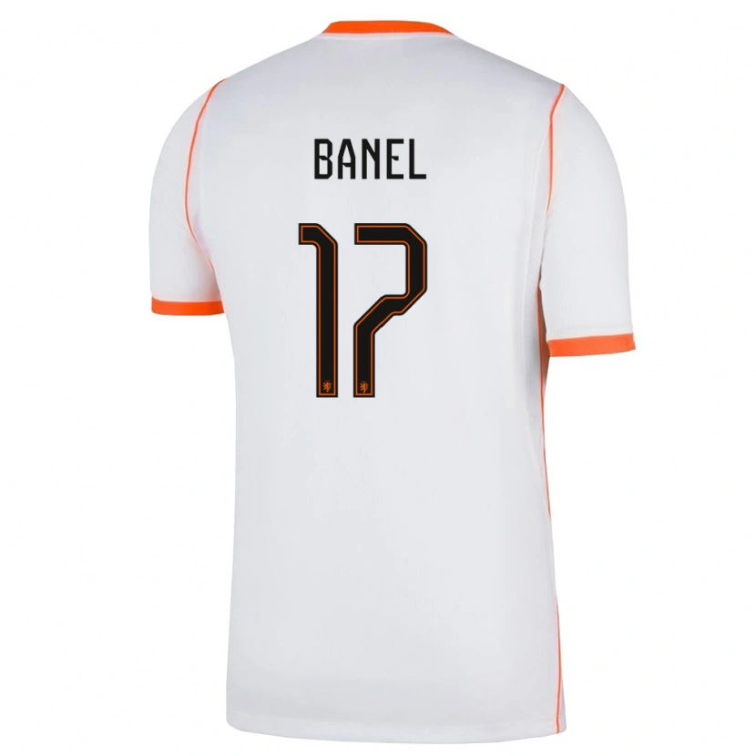 Danxen Hombre Camiseta Países Bajos Jaydon Banel #17 Blanco Naranja 2ª Equipación 26-28 La Camisa