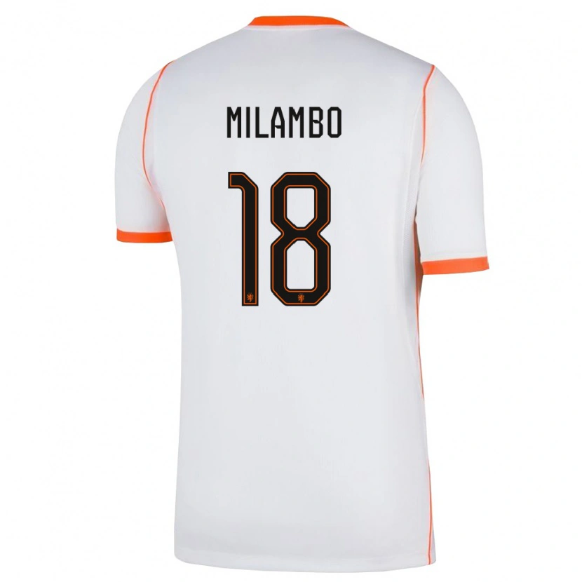 Danxen Hombre Camiseta Países Bajos Antoni Milambo #18 Blanco Naranja 2ª Equipación 26-28 La Camisa