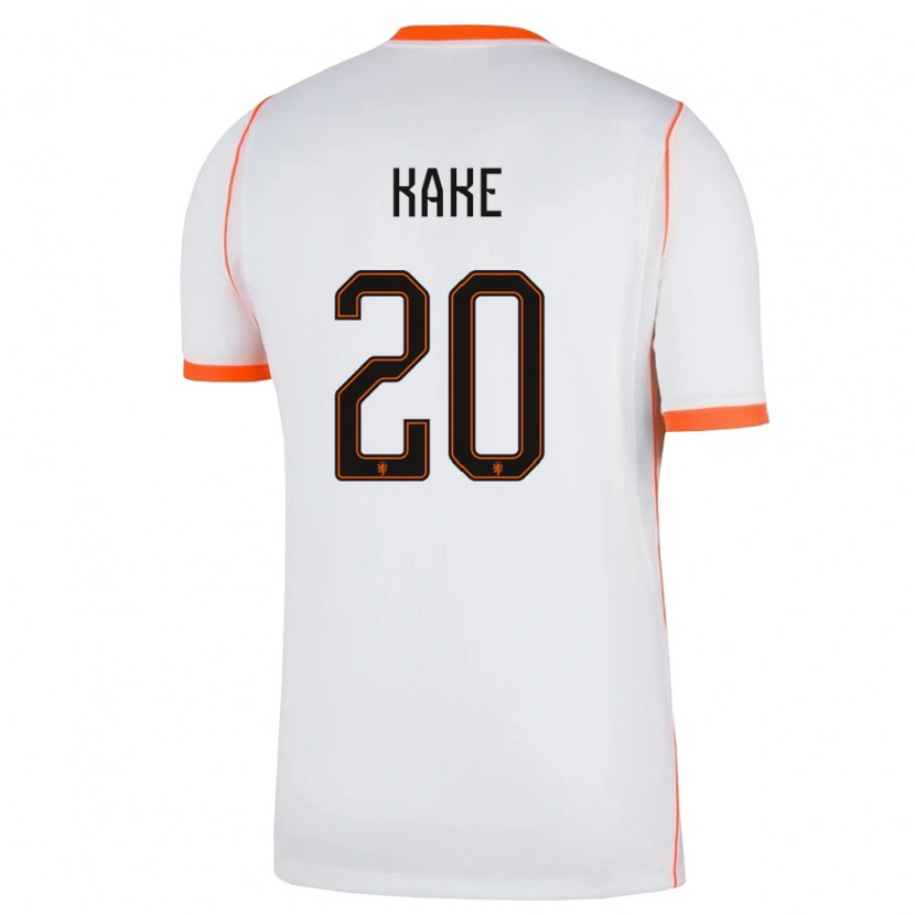 Danxen Hombre Camiseta Países Bajos Souhel Kake #20 Blanco Naranja 2ª Equipación 26-28 La Camisa