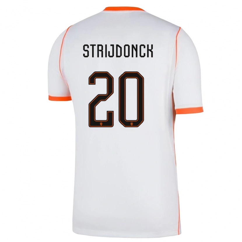Danxen Hombre Camiseta Países Bajos Bayren Strijdonck #20 Blanco Naranja 2ª Equipación 26-28 La Camisa