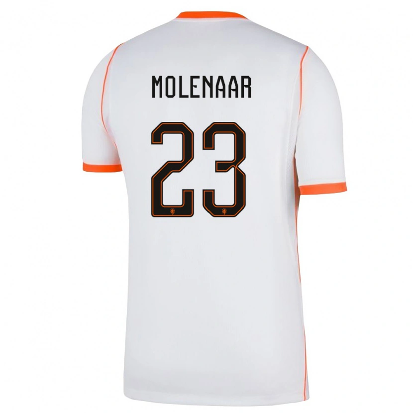 Danxen Hombre Camiseta Países Bajos Finn Molenaar #23 Blanco Naranja 2ª Equipación 26-28 La Camisa