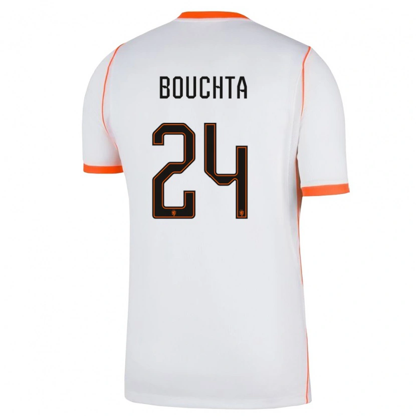 Danxen Hombre Camiseta Países Bajos Dani Bouchta #24 Blanco Naranja 2ª Equipación 26-28 La Camisa