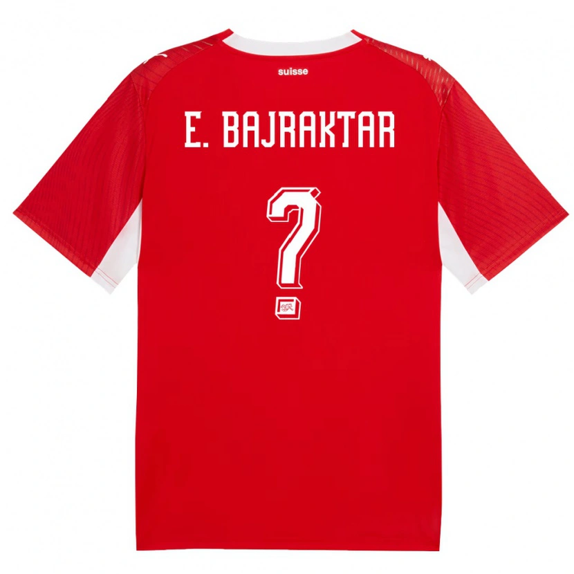 Danxen Mujer Camiseta Suiza Erblin Bajraktar #0 Rojo Blanco 1ª Equipación 26-28 La Camisa