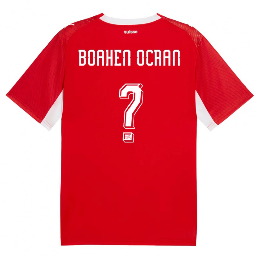 Danxen Mujer Camiseta Suiza Bright Boahen Ocran #0 Rojo Blanco 1ª Equipación 26-28 La Camisa