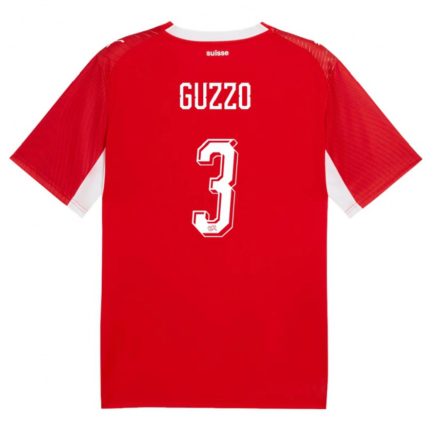 Danxen Mujer Camiseta Suiza Ramon Guzzo #3 Rojo Blanco 1ª Equipación 26-28 La Camisa