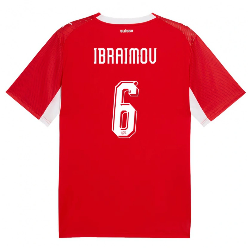Danxen Mujer Camiseta Suiza Leonit Ibraimov #6 Rojo Blanco 1ª Equipación 26-28 La Camisa