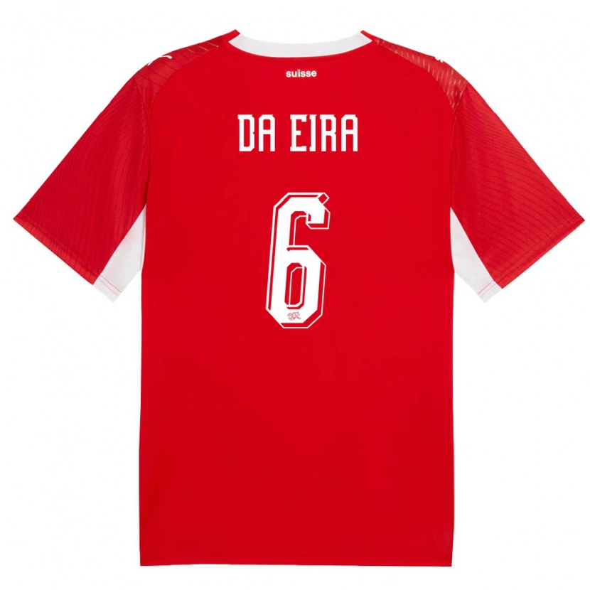 Danxen Mujer Camiseta Suiza Stefanie Da Eira #6 Rojo Blanco 1ª Equipación 26-28 La Camisa