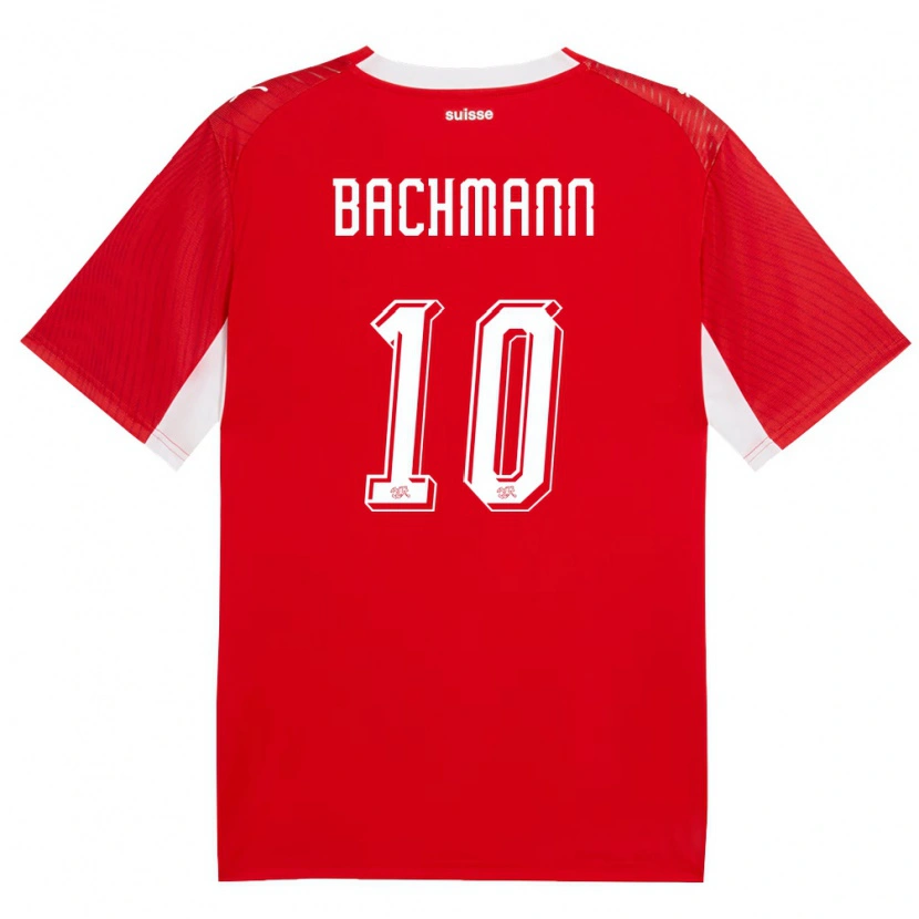 Danxen Mujer Camiseta Suiza Ramona Bachmann #10 Rojo Blanco 1ª Equipación 26-28 La Camisa