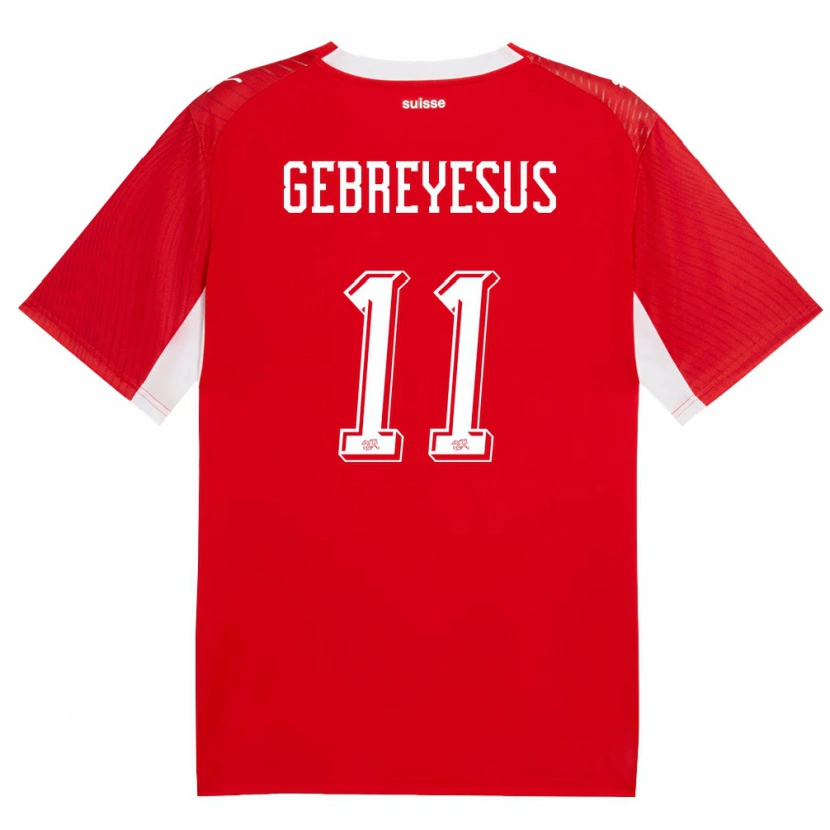 Danxen Mujer Camiseta Suiza Esey Gebreyesus #11 Rojo Blanco 1ª Equipación 26-28 La Camisa