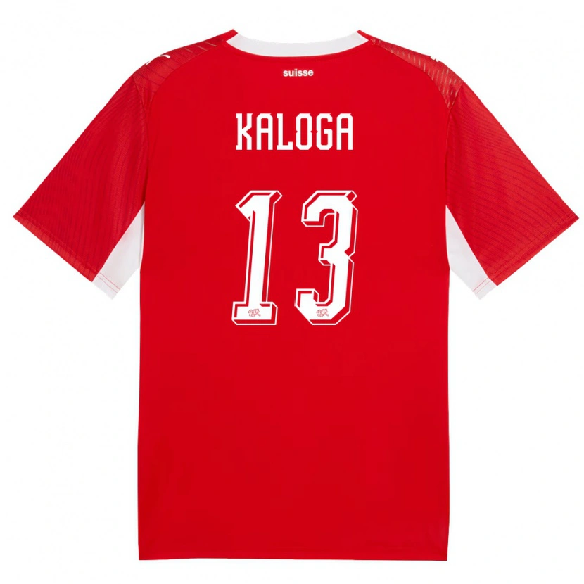 Danxen Mujer Camiseta Suiza Issa Kaloga #13 Rojo Blanco 1ª Equipación 26-28 La Camisa
