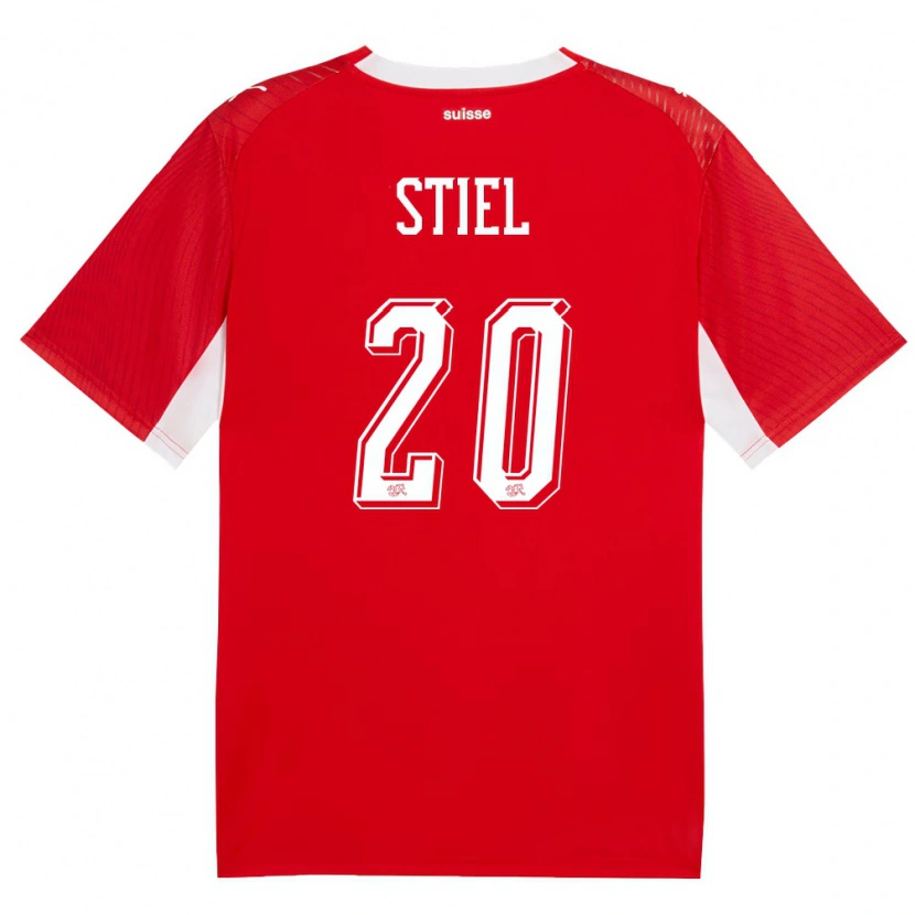 Danxen Mujer Camiseta Suiza Jill Stiel #20 Rojo Blanco 1ª Equipación 26-28 La Camisa