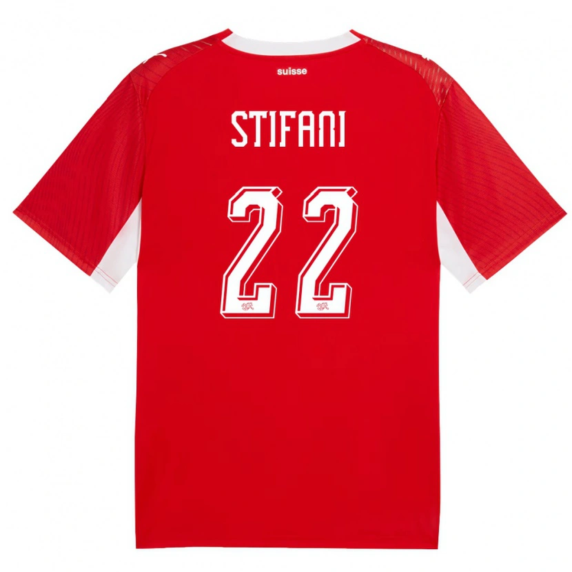 Danxen Mujer Camiseta Suiza Nolaan Stifani #22 Rojo Blanco 1ª Equipación 26-28 La Camisa