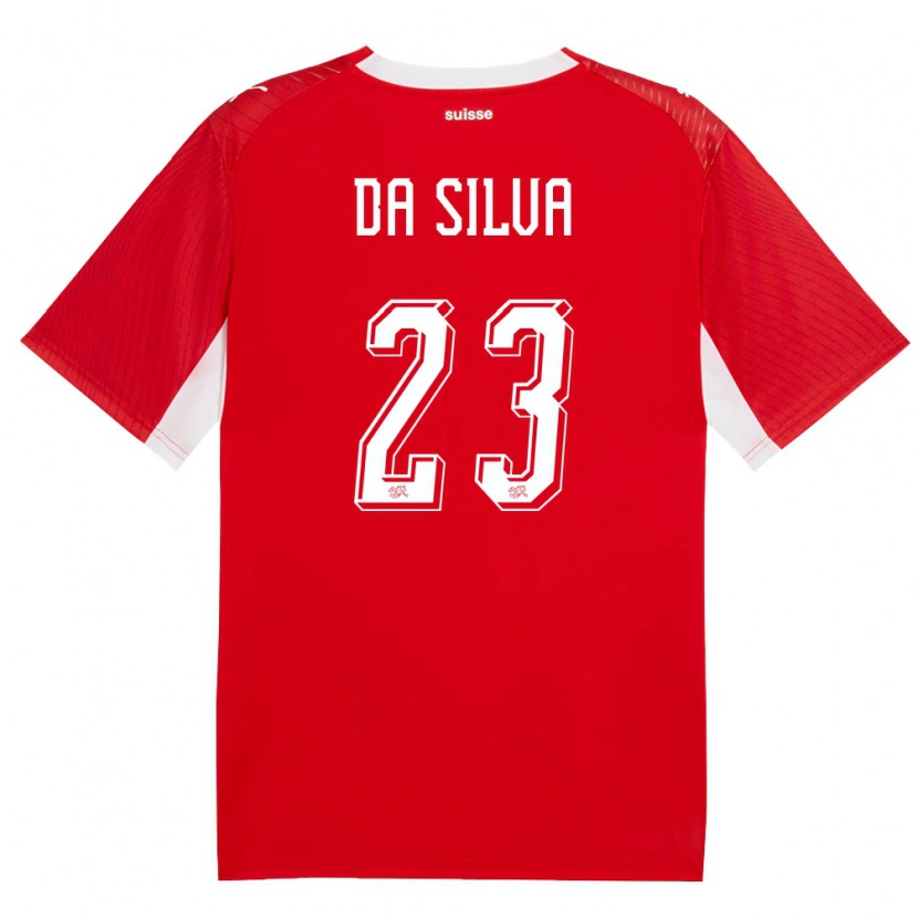 Danxen Mujer Camiseta Suiza David Da Silva #23 Rojo Blanco 1ª Equipación 26-28 La Camisa