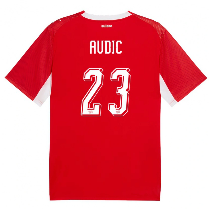 Danxen Mujer Camiseta Suiza Ahmedin Avdic #23 Rojo Blanco 1ª Equipación 26-28 La Camisa