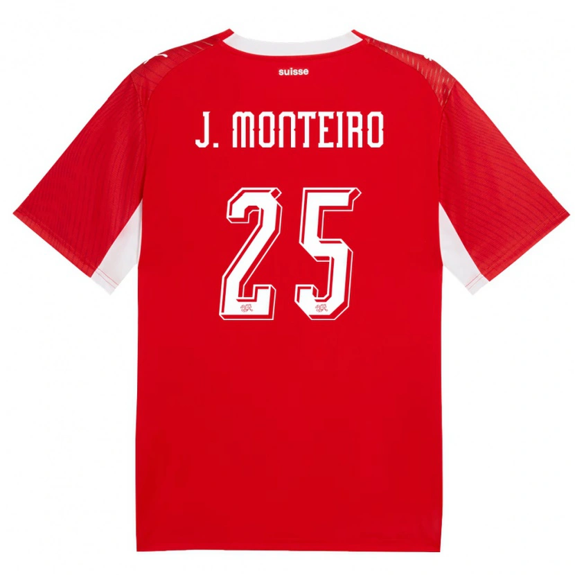Danxen Mujer Camiseta Suiza Joël Monteiro #25 Rojo Blanco 1ª Equipación 26-28 La Camisa