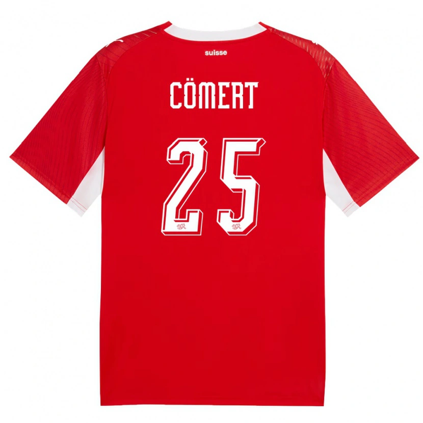 Danxen Mujer Camiseta Suiza Eray Comert #25 Rojo Blanco 1ª Equipación 26-28 La Camisa