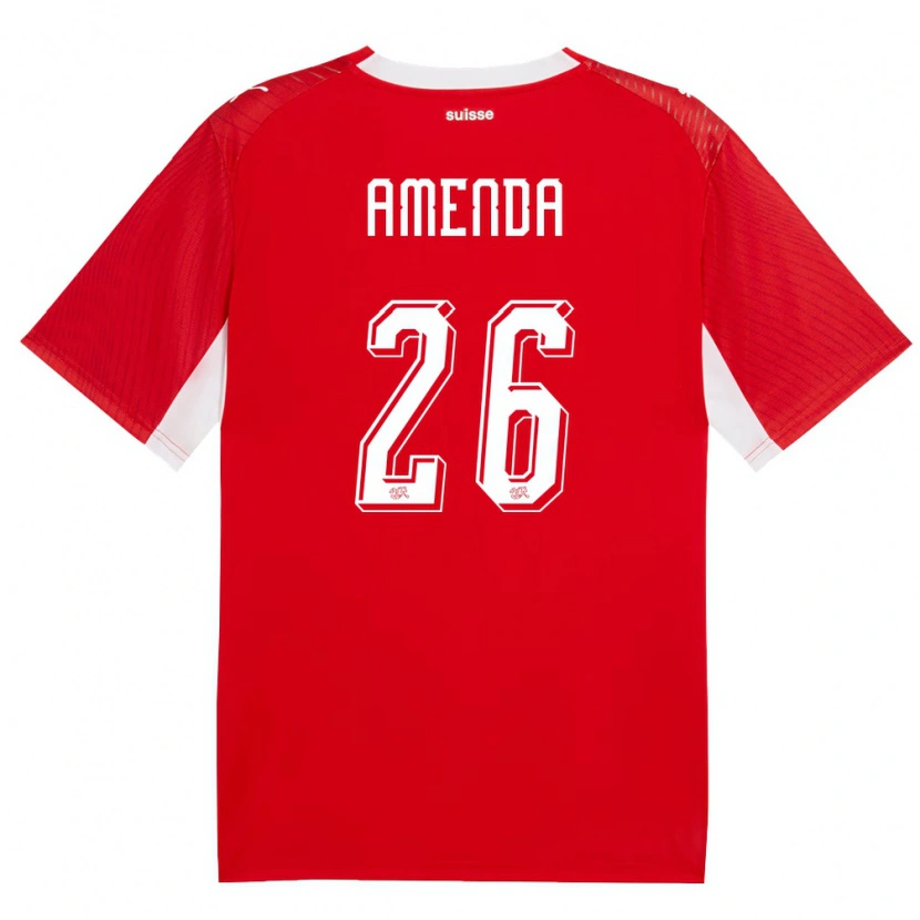 Danxen Mujer Camiseta Suiza Aurèle Amenda #26 Rojo Blanco 1ª Equipación 26-28 La Camisa