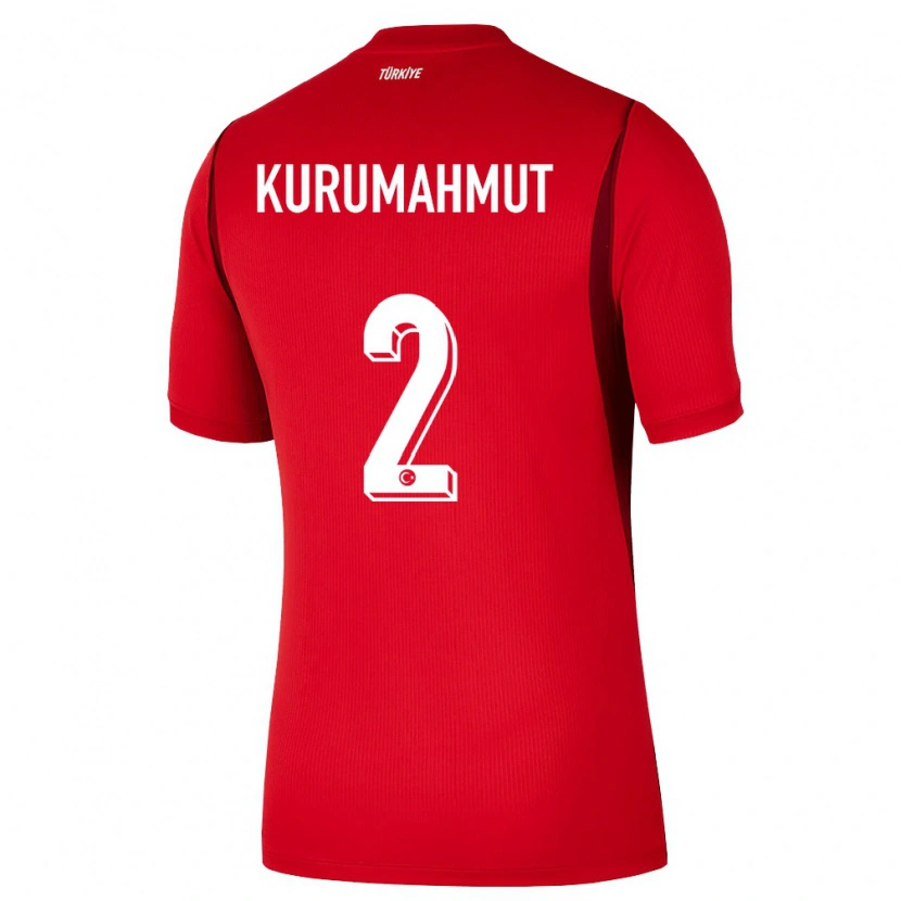 Danxen Mujer Camiseta Turquía Osman Kurumahmut #2 Rojo Borgoña 1ª Equipación 26-28 La Camisa