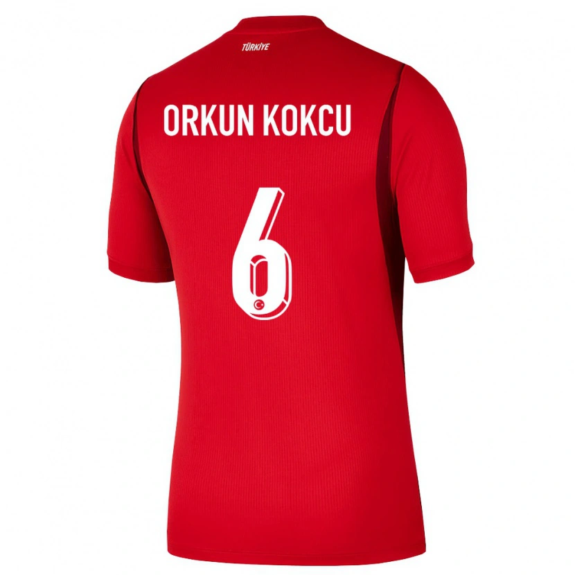 Danxen Mujer Camiseta Turquía Orkun Kökçü #6 Rojo Borgoña 1ª Equipación 26-28 La Camisa