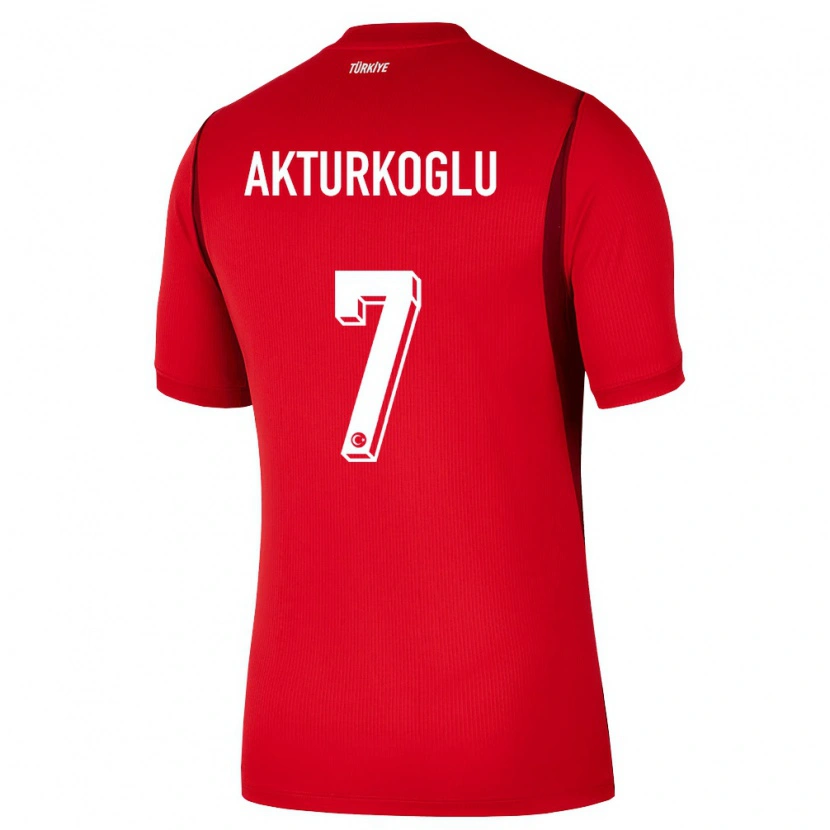 Danxen Mujer Camiseta Turquía Kerem Aktürkoğlu #7 Rojo Borgoña 1ª Equipación 26-28 La Camisa