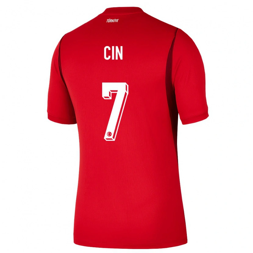 Danxen Mujer Camiseta Turquía Miray Cin #7 Rojo Borgoña 1ª Equipación 26-28 La Camisa