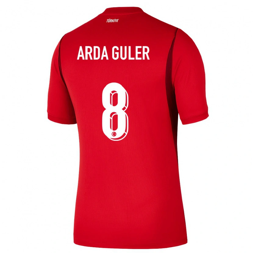 Danxen Mujer Camiseta Turquía Arda Güler #8 Rojo Borgoña 1ª Equipación 26-28 La Camisa