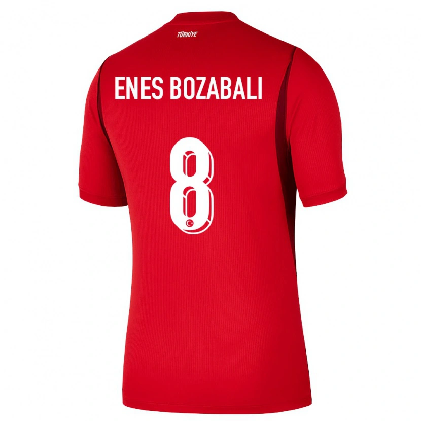 Danxen Mujer Camiseta Turquía Mustafa Enes Bozabalı #8 Rojo Borgoña 1ª Equipación 26-28 La Camisa