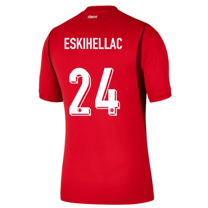Danxen Mujer Camiseta Turquía Mustafa Eskihellaç #24 Rojo Borgoña 1ª Equipación 26-28 La Camisa