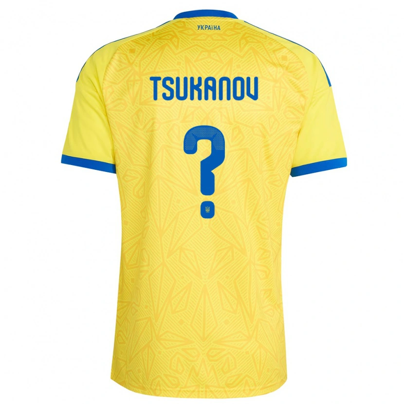 Danxen Mujer Camiseta Ucrania Viktor Tsukanov #0 Amarillo Azul 1ª Equipación 26-28 La Camisa