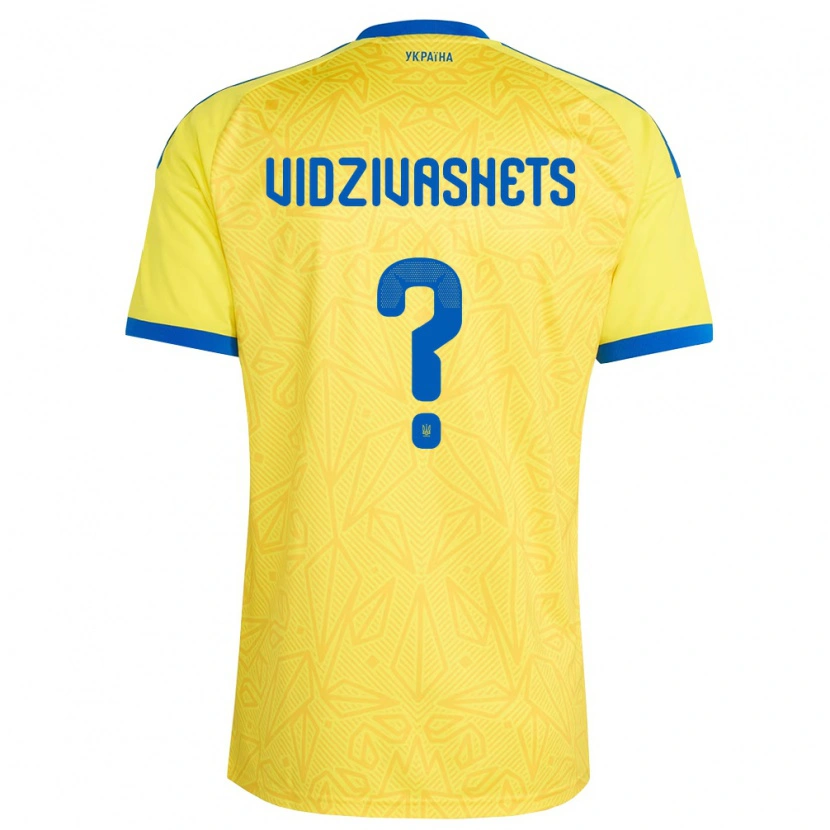 Danxen Mujer Camiseta Ucrania David Vidzivashets #0 Amarillo Azul 1ª Equipación 26-28 La Camisa
