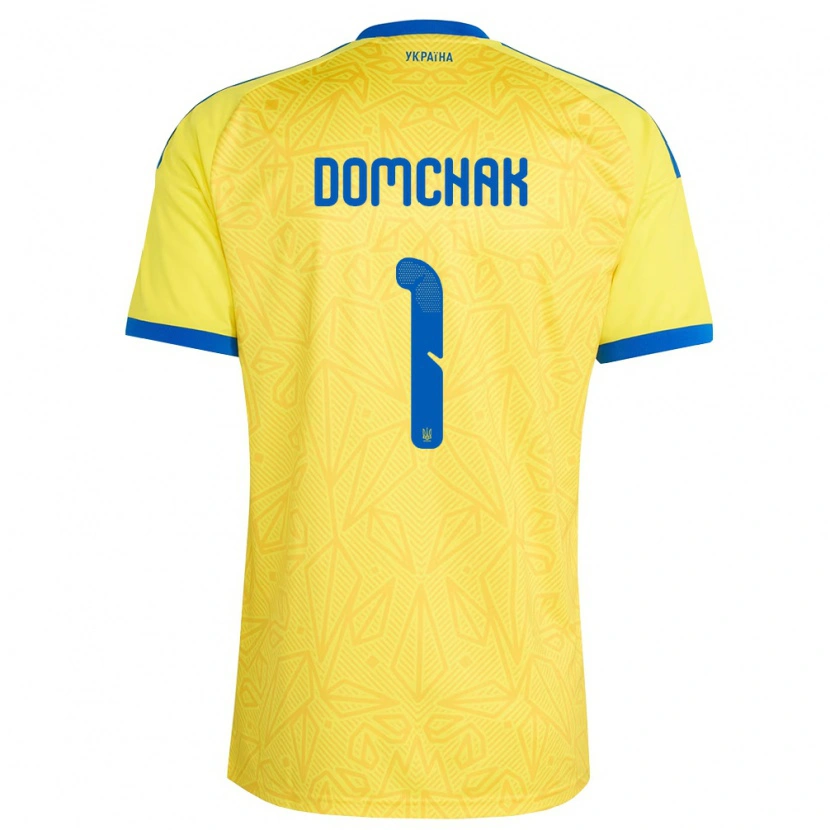 Danxen Mujer Camiseta Ucrania Nazar Domchak #1 Amarillo Azul 1ª Equipación 26-28 La Camisa