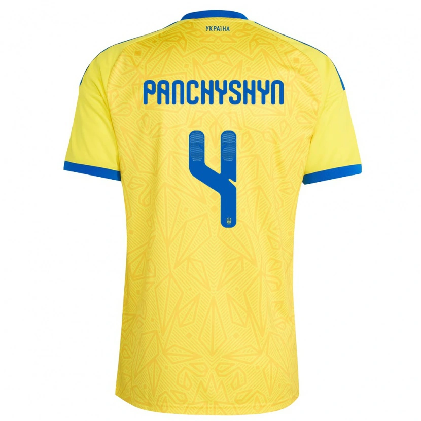 Danxen Mujer Camiseta Ucrania Markiyan Panchyshyn #4 Amarillo Azul 1ª Equipación 26-28 La Camisa