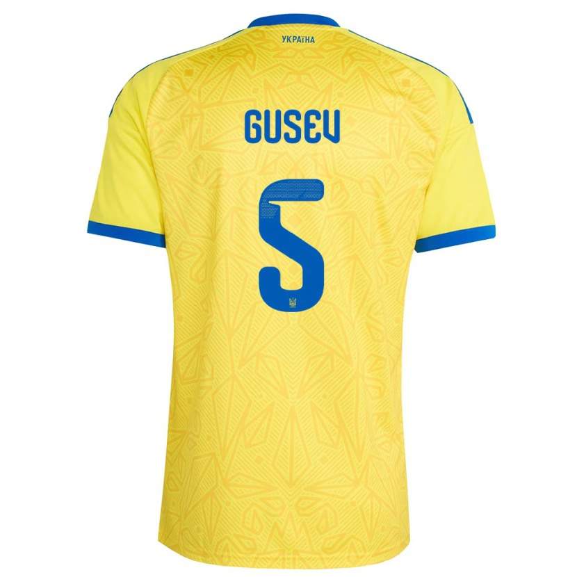Danxen Mujer Camiseta Ucrania Oleksiy Gusev #5 Amarillo Azul 1ª Equipación 26-28 La Camisa