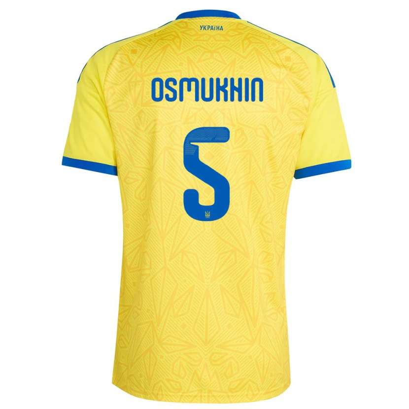 Danxen Mujer Camiseta Ucrania Zakhar Osmukhin #5 Amarillo Azul 1ª Equipación 26-28 La Camisa