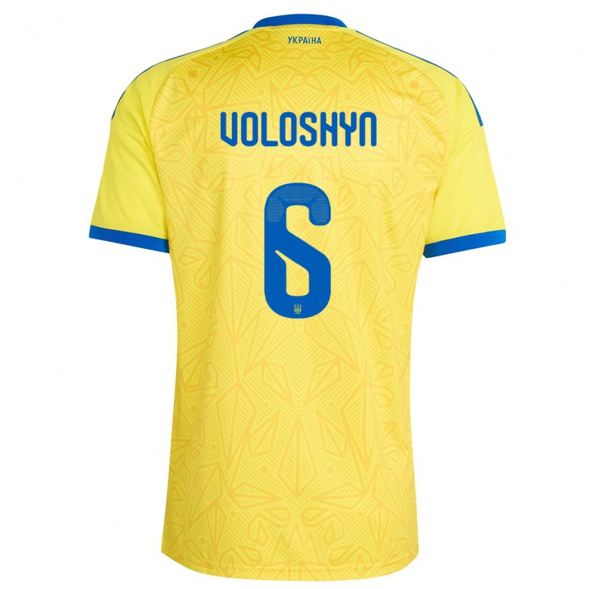 Danxen Mujer Camiseta Ucrania Nazar Voloshyn #6 Amarillo Azul 1ª Equipación 26-28 La Camisa