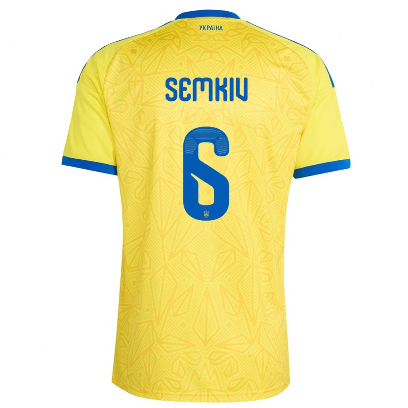 Danxen Mujer Camiseta Ucrania Dayana Semkiv #6 Amarillo Azul 1ª Equipación 26-28 La Camisa
