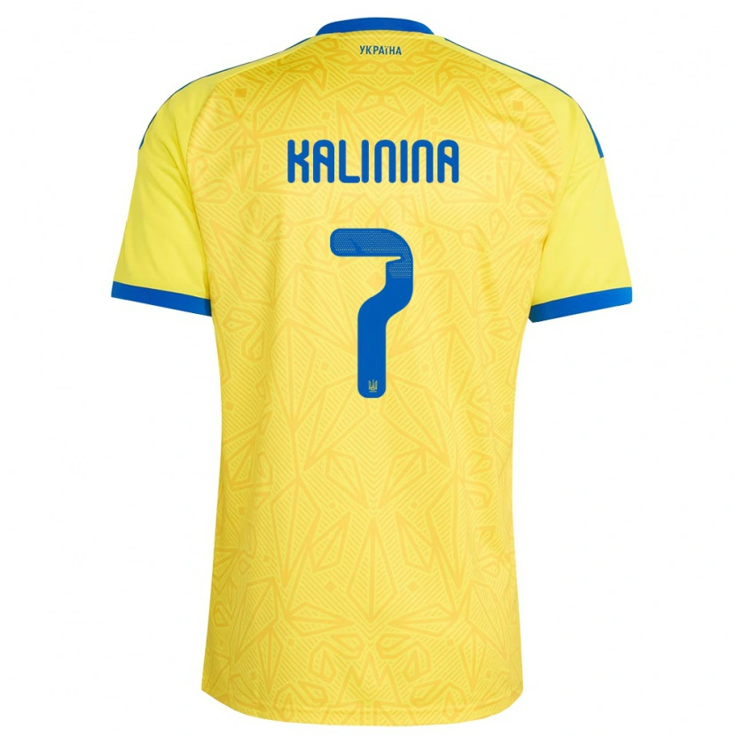 Danxen Mujer Camiseta Ucrania Yana Kalinina #7 Amarillo Azul 1ª Equipación 26-28 La Camisa