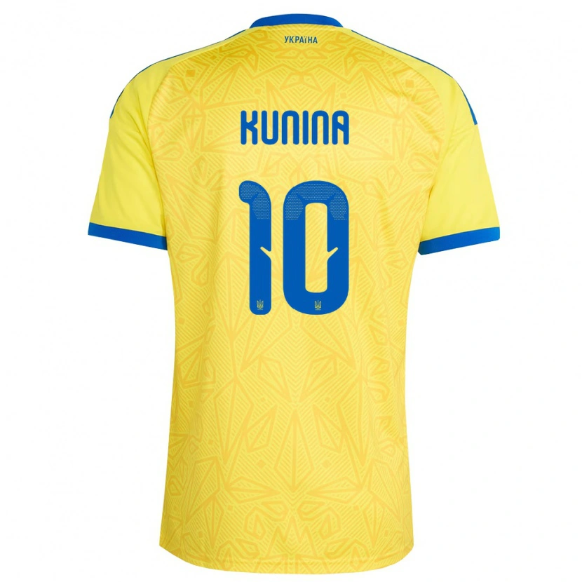 Danxen Mujer Camiseta Ucrania Nadiia Kunina #10 Amarillo Azul 1ª Equipación 26-28 La Camisa