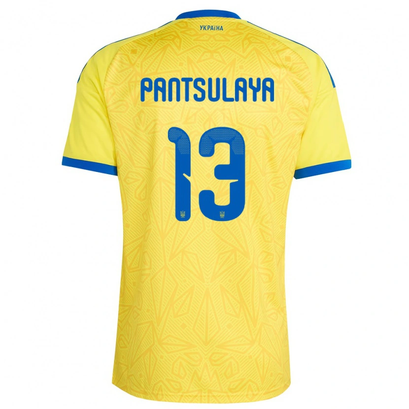Danxen Mujer Camiseta Ucrania Natiya Pantsulaya #13 Amarillo Azul 1ª Equipación 26-28 La Camisa