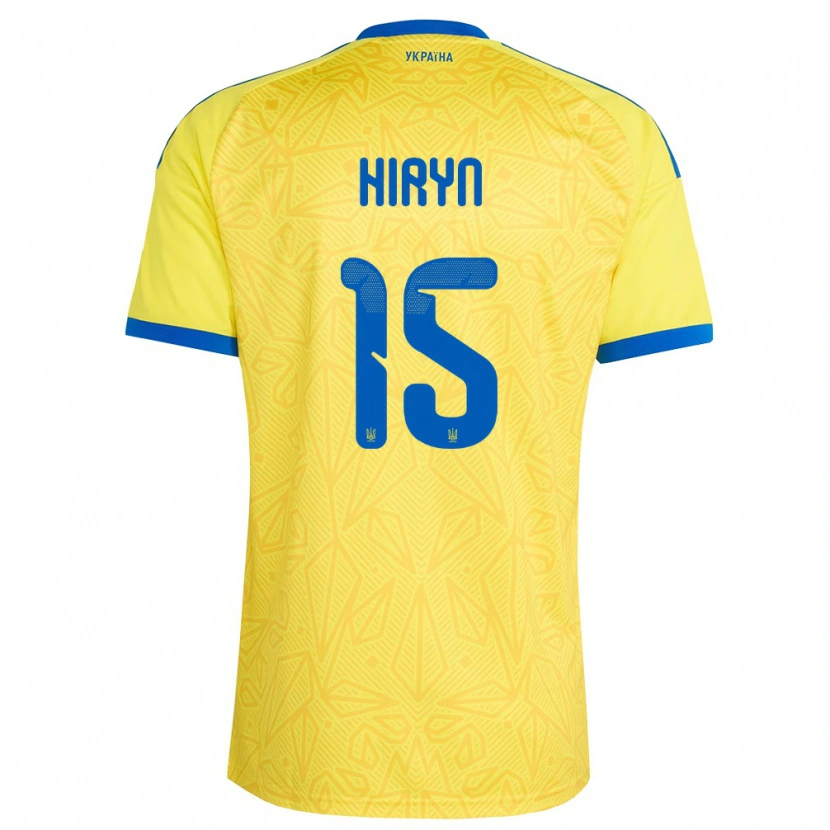 Danxen Mujer Camiseta Ucrania Viktoriya Hiryn #15 Amarillo Azul 1ª Equipación 26-28 La Camisa
