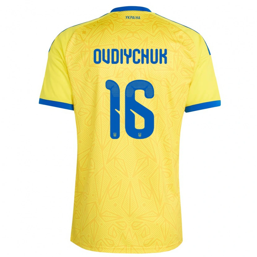 Danxen Mujer Camiseta Ucrania Olha Ovdiychuk #16 Amarillo Azul 1ª Equipación 26-28 La Camisa