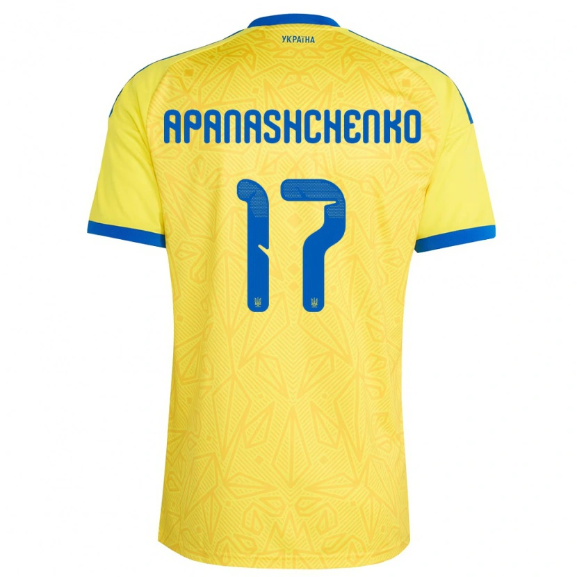 Danxen Mujer Camiseta Ucrania Daryna Apanashchenko #17 Amarillo Azul 1ª Equipación 26-28 La Camisa