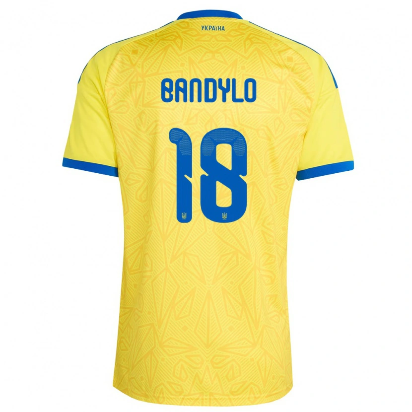 Danxen Mujer Camiseta Ucrania Svyatoslav Bandylo #18 Amarillo Azul 1ª Equipación 26-28 La Camisa