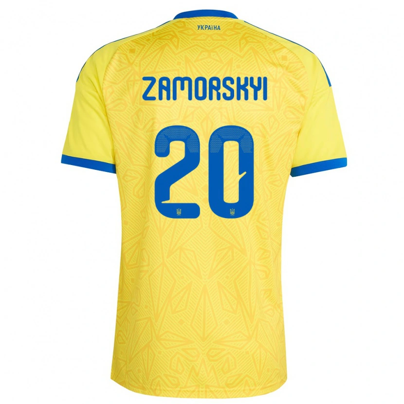 Danxen Mujer Camiseta Ucrania Artem Zamorskyi #20 Amarillo Azul 1ª Equipación 26-28 La Camisa