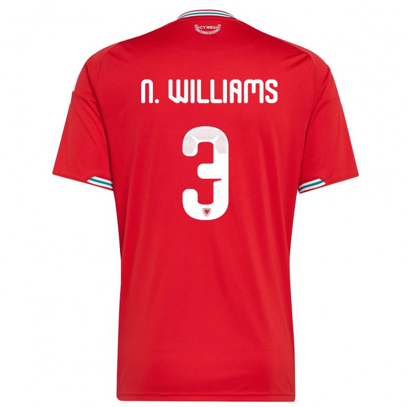 Danxen Mujer Camiseta Gales Neco Williams #3 Rojo Blanco Verde 1ª Equipación 26-28 La Camisa