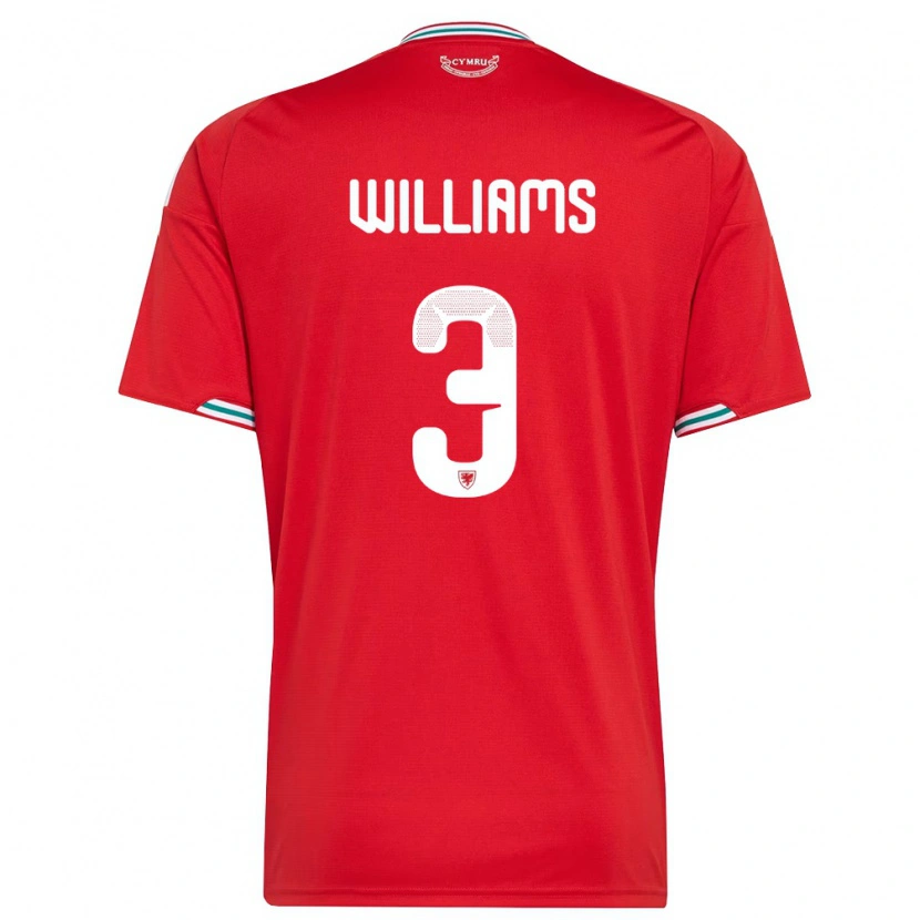 Danxen Mujer Camiseta Gales Zac Williams #3 Rojo Blanco Verde 1ª Equipación 26-28 La Camisa