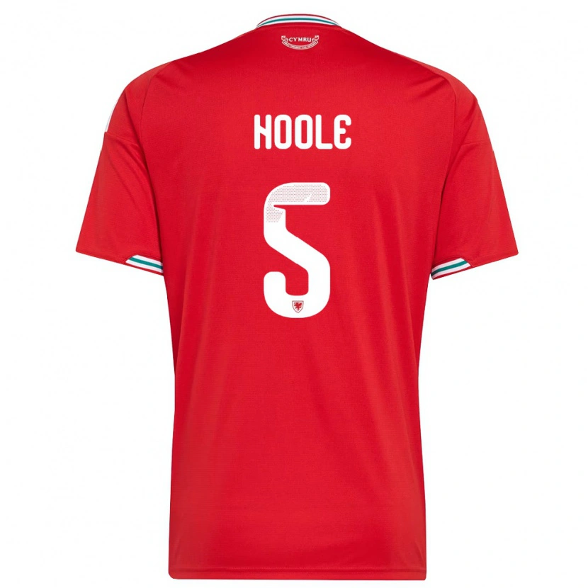 Danxen Mujer Camiseta Gales Luca Hoole #5 Rojo Blanco Verde 1ª Equipación 26-28 La Camisa