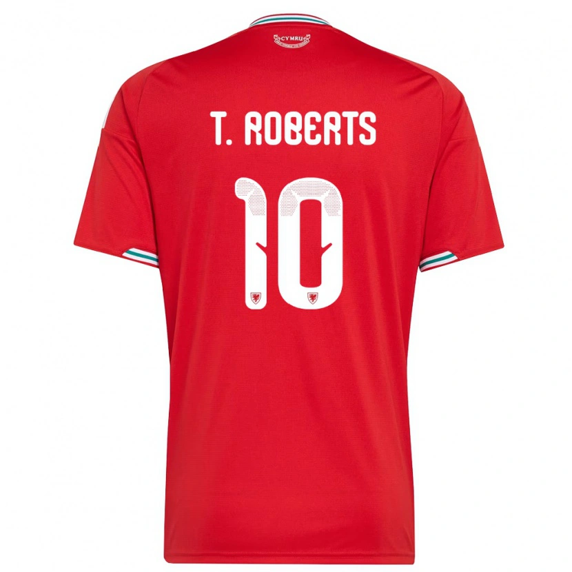 Danxen Mujer Camiseta Gales Tyler Roberts #10 Rojo Blanco Verde 1ª Equipación 26-28 La Camisa