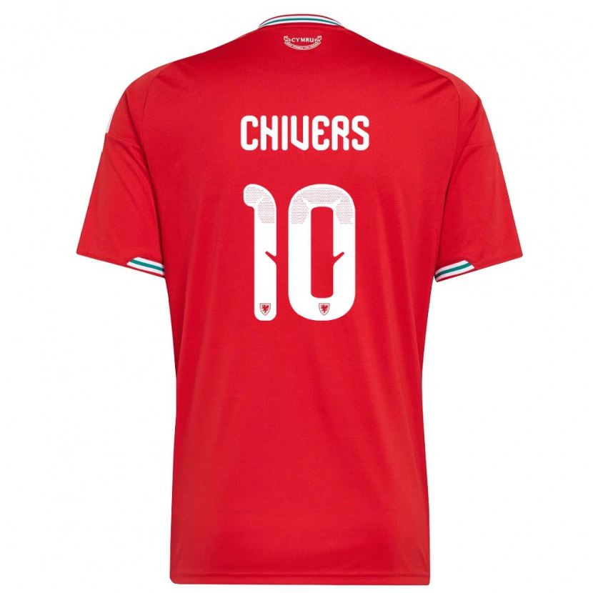 Danxen Mujer Camiseta Gales Chloe Chivers #10 Rojo Blanco Verde 1ª Equipación 26-28 La Camisa