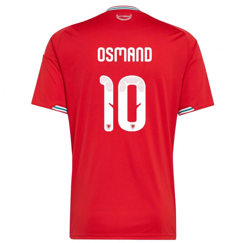 Danxen Mujer Camiseta Gales Callum Osmand #10 Rojo Blanco Verde 1ª Equipación 26-28 La Camisa